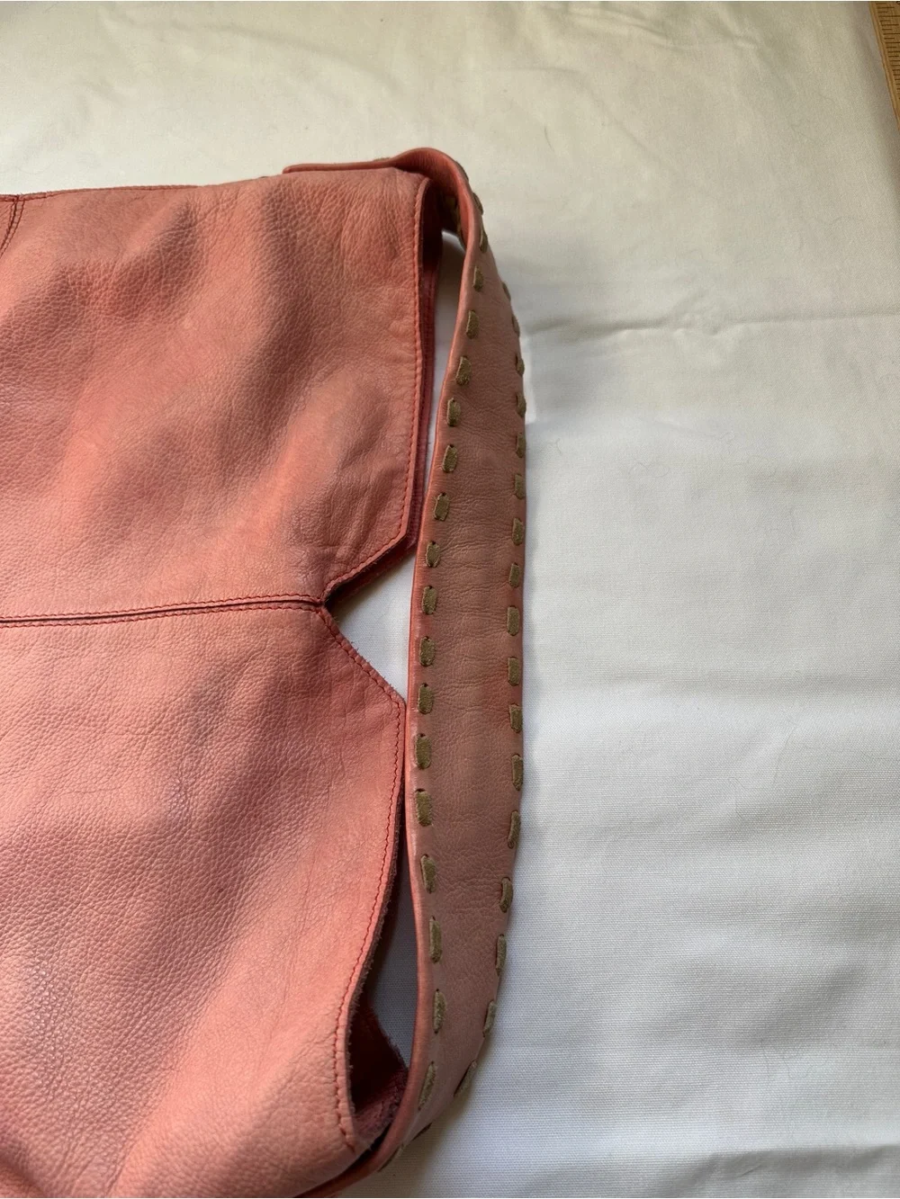 Soft Coral Leather Hobo Bag - Women's Shoulder Tote
